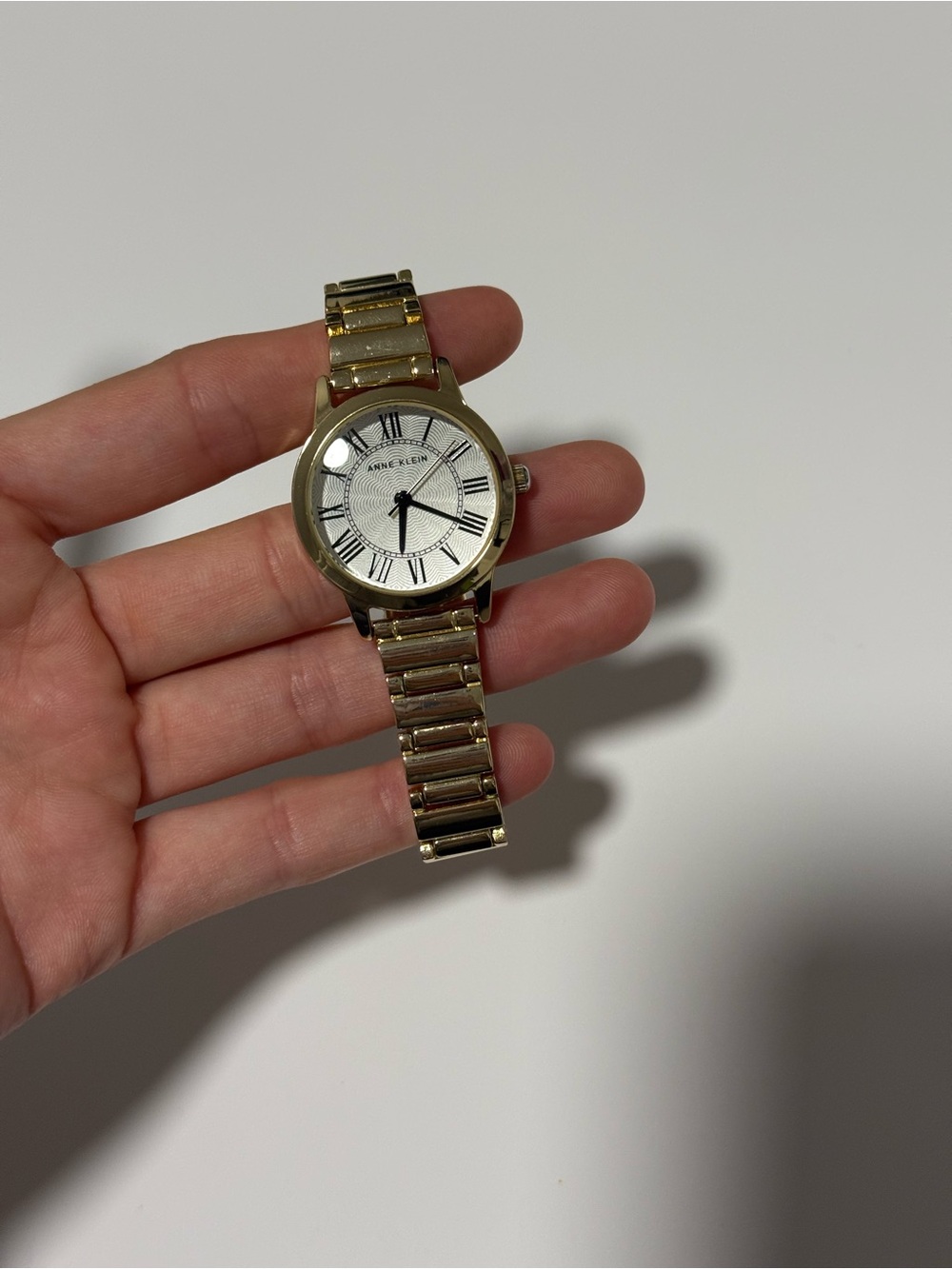 Anne Klein Gold-Tone Bracelet Watch with White Dial
